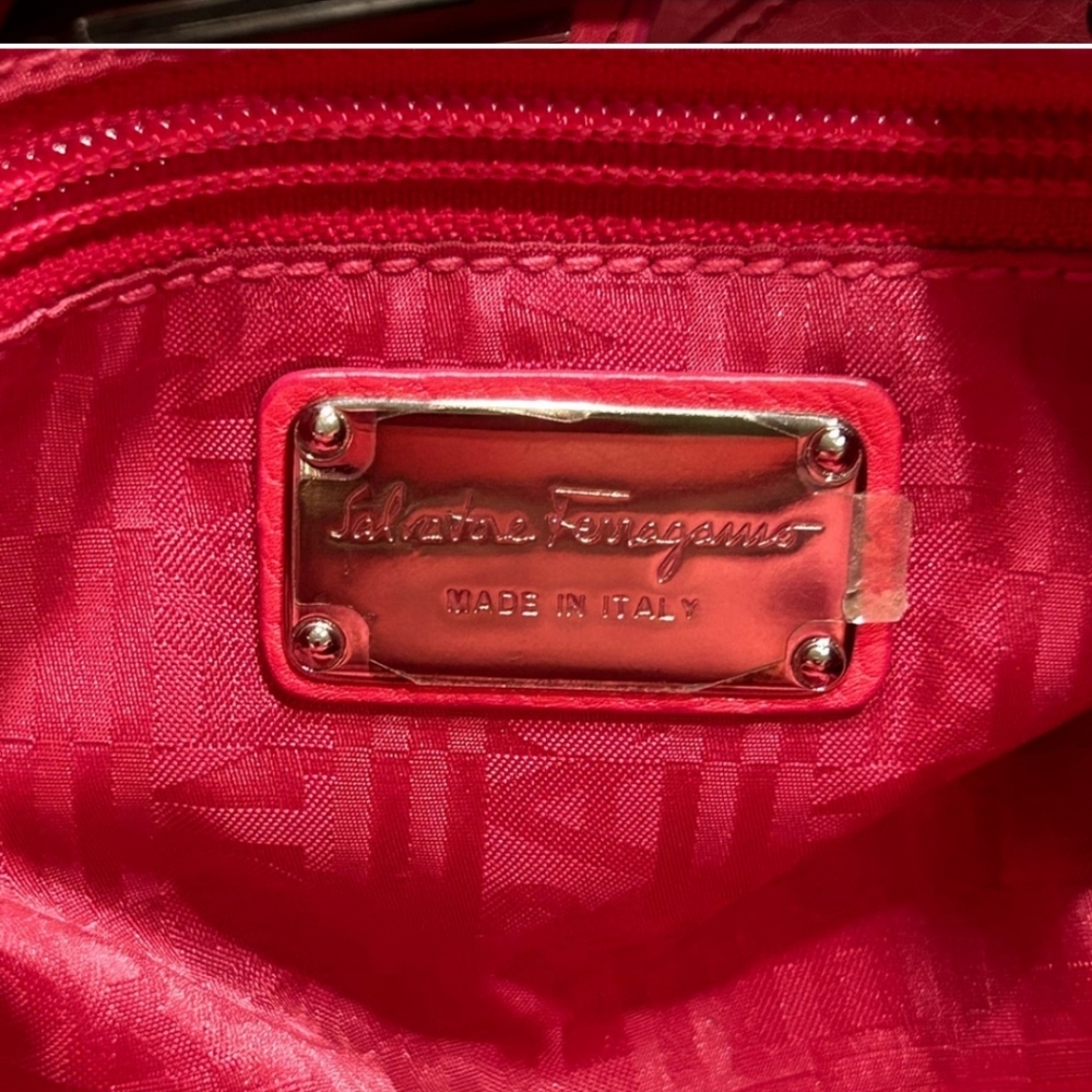 Salvatore Ferragamo Authentic Salmon Colored Pebble Grain Leather Bag - Picture 7 of 9
